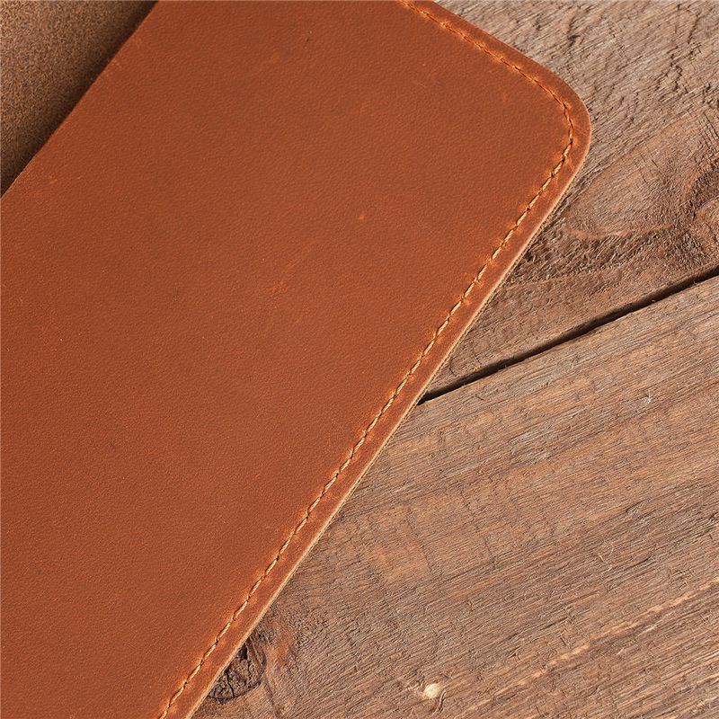 Men's Genuine Crazy Horse Leather Long Wallet Wallet Card Holder Ticket Check Bag Storage_voghion.com