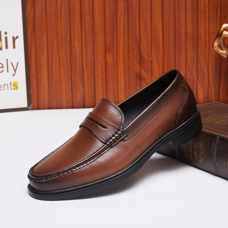 2025 Autumn And Winter Men's Genuine Slip-On Business Casual Leather Low Heel Comfortable Professional Work Shoes_voghion.com