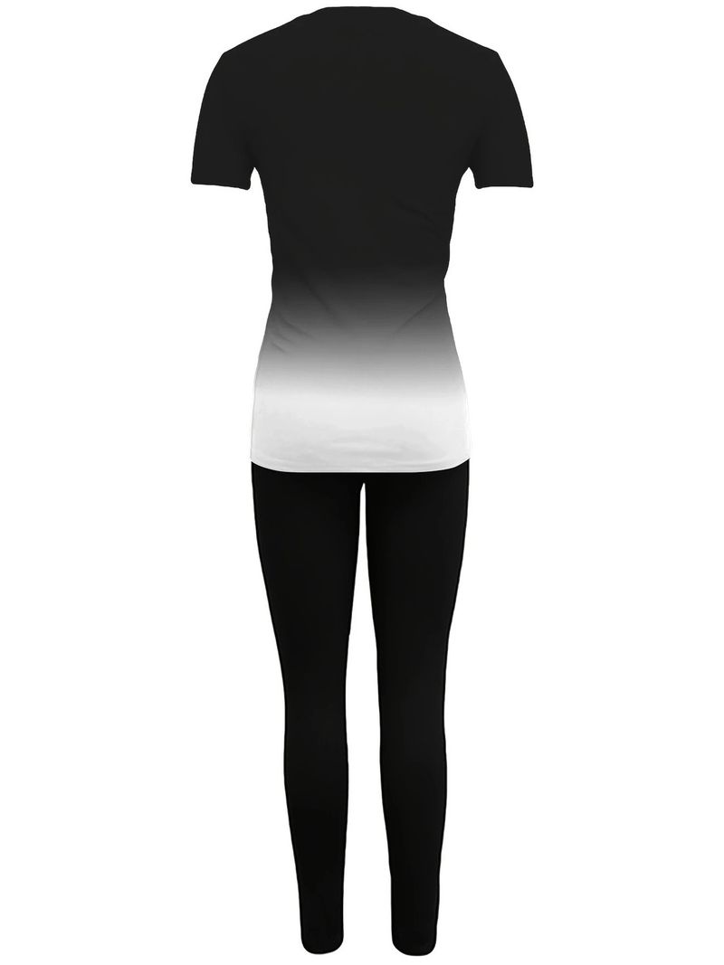 Damenbekleidung Damen Kurzarmhose Damen Print Persönlichkeit Freizeit Sport Gradient Anzug Lose_voghion.com