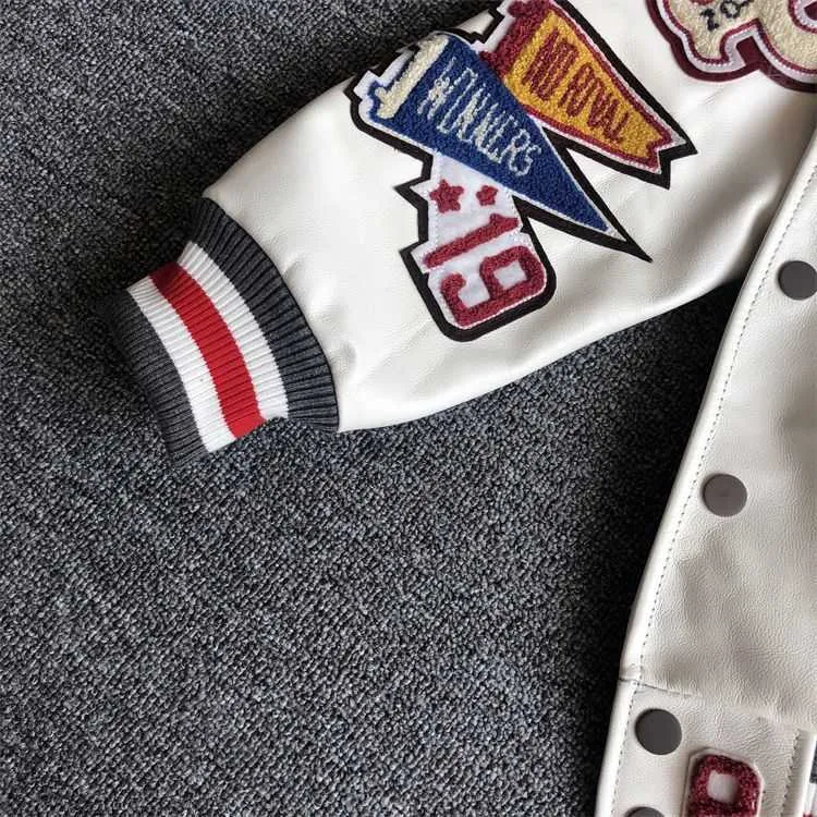 Jacken Neue Herren-Lederjacke im explosiven Stil mit mehreren Buchstaben, weißer Baseball-Trikot, Vintage-Lederjacke, schwere Industrie_voghion.com