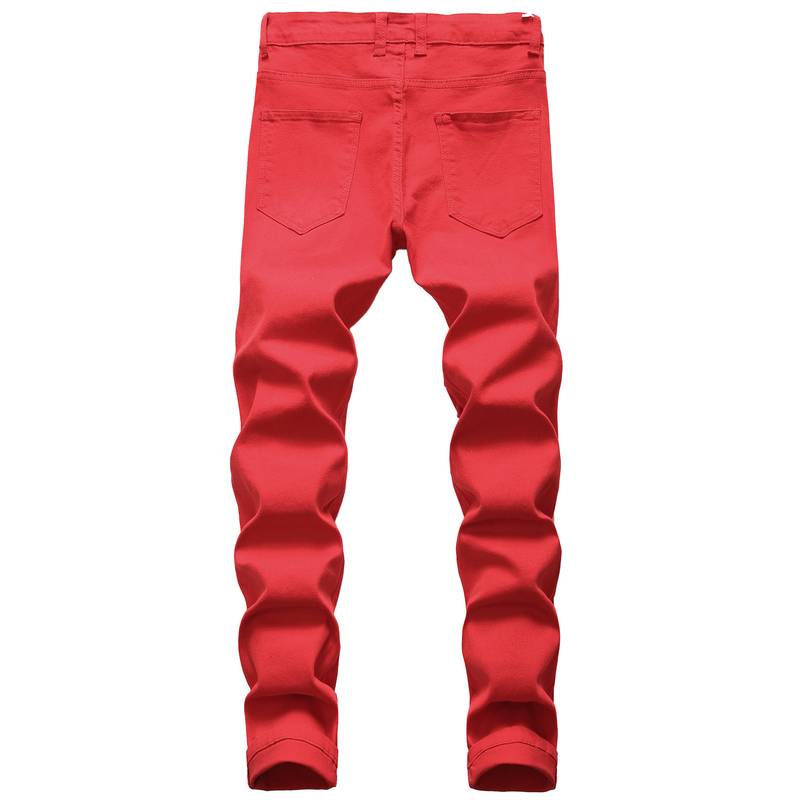 Jeans strappati in stile europeo e americano Jeans elasticizzati alla moda maschile Pantaloni con fori grandi_voghion.com