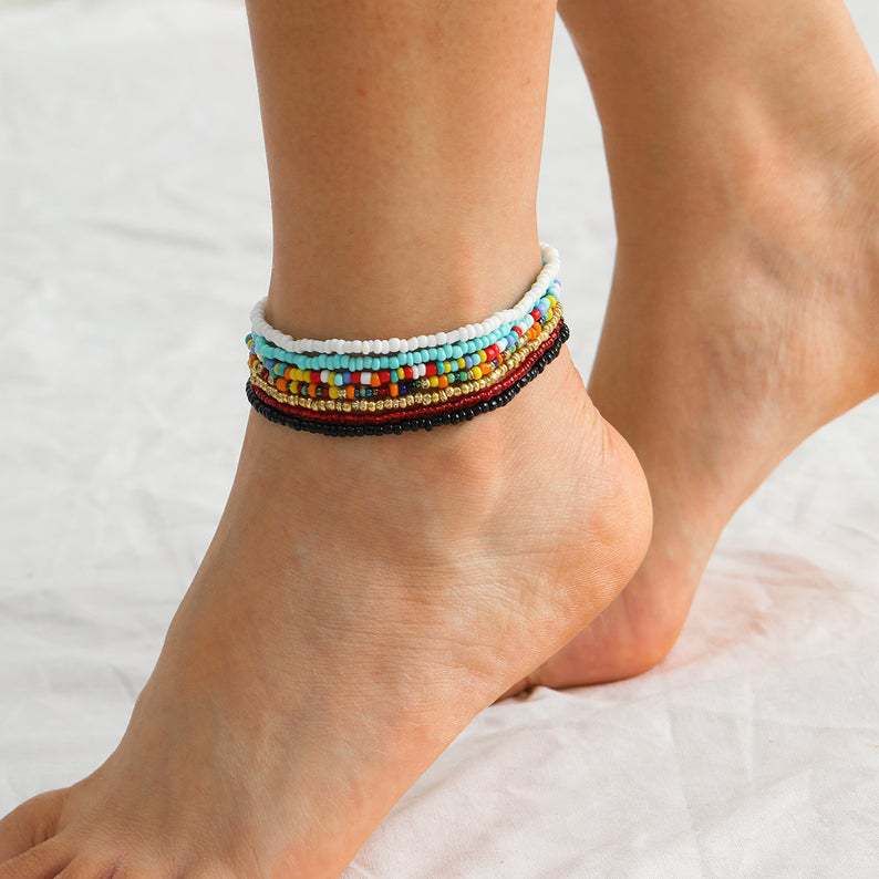 Hot Selling New Bohemian Style Colorful Seed Beads Handmade Beaded Personalized Creative Anklet_voghion.com