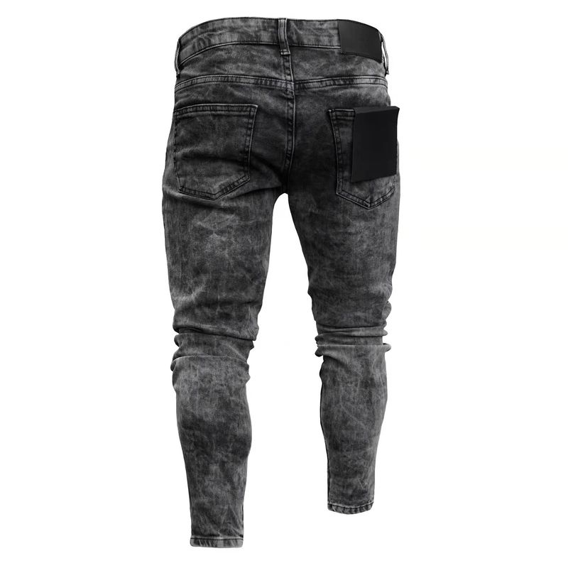 Exclusieve gescheurde jeans, stretch denim broeken, nieuwe stijl voor heren_voghion.com