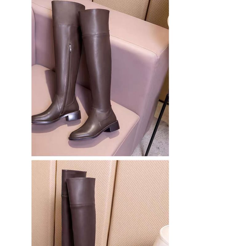 Fall/Winter 2025 New Over-the-Knee Boots Low-Heel Wide-Leg Boots Velvet Knee-High Boots_voghion.com
