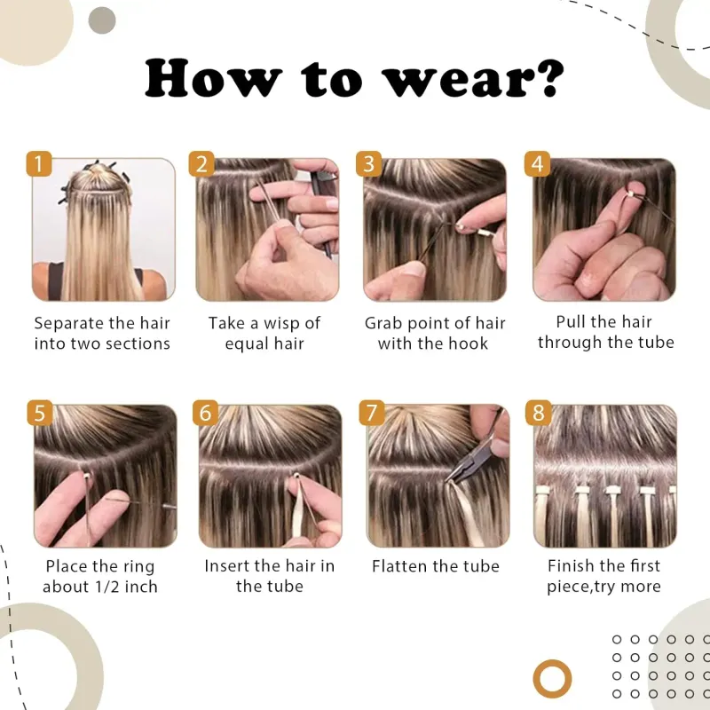 Estensioni per capelli Fish Line Micro Ring Loop Remy Human Hair Lisci Naturali Perline 1g/Strand 50g Per donne_voghion.com