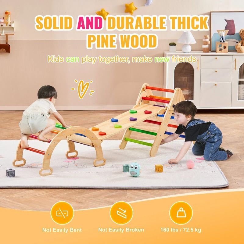 Pikler Set, Montessori In Toys Triangle, Toddler With Ramp, Climbing And Climbing Set 5 Arch, 1 Triangle Playground, Indoor Me_voghion.com