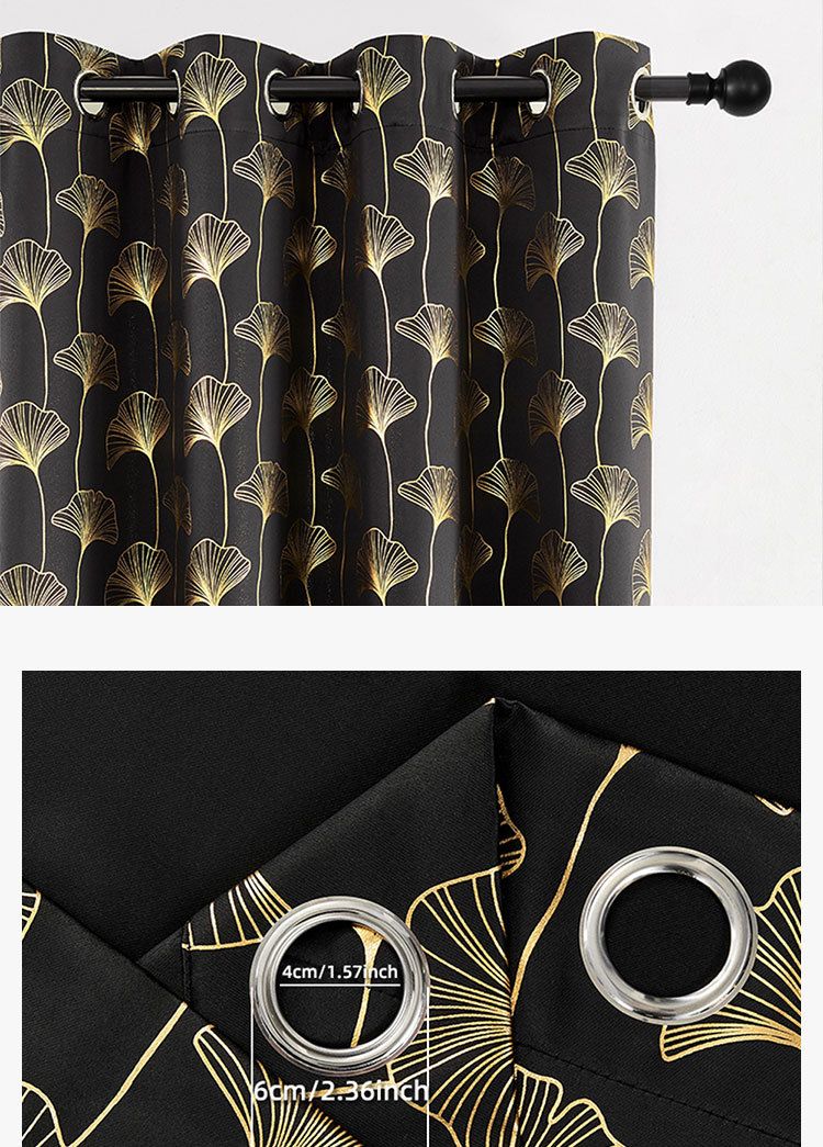 Ginkgo Leaf Curtains Blackout Warmth Cold Special Curtains_voghion.com