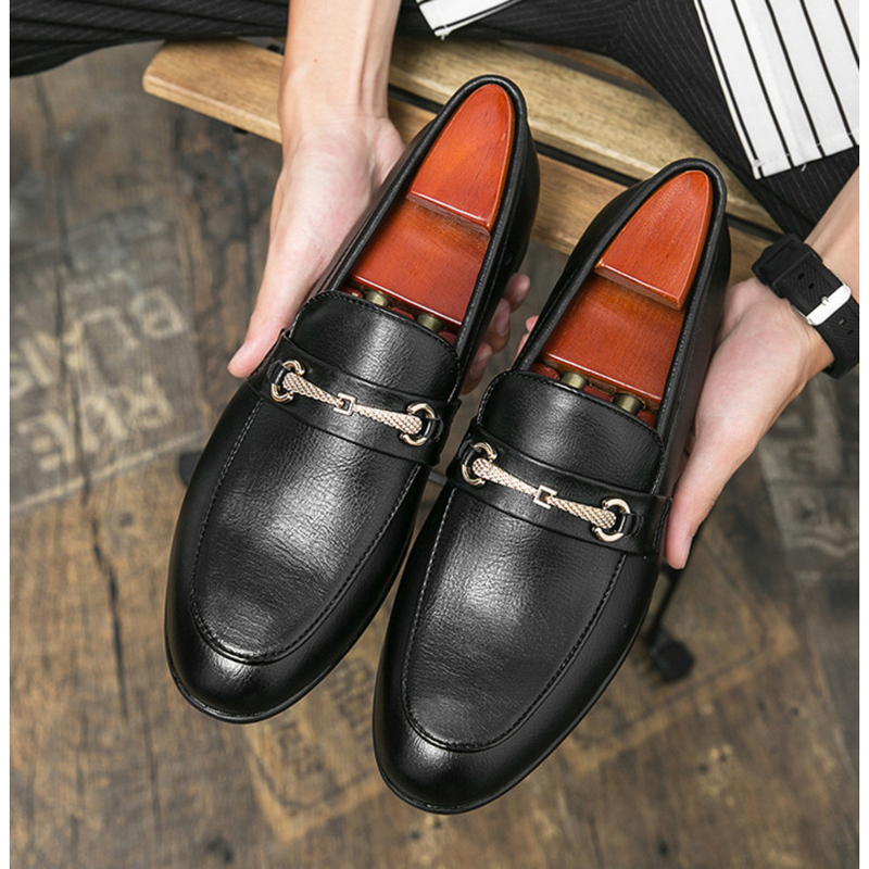 Miesten Oxford Dress Kengät Slip-On Loafers Business Casual Derby Kengät Muoti teräväkärkiset nahkakengät_voghion.com