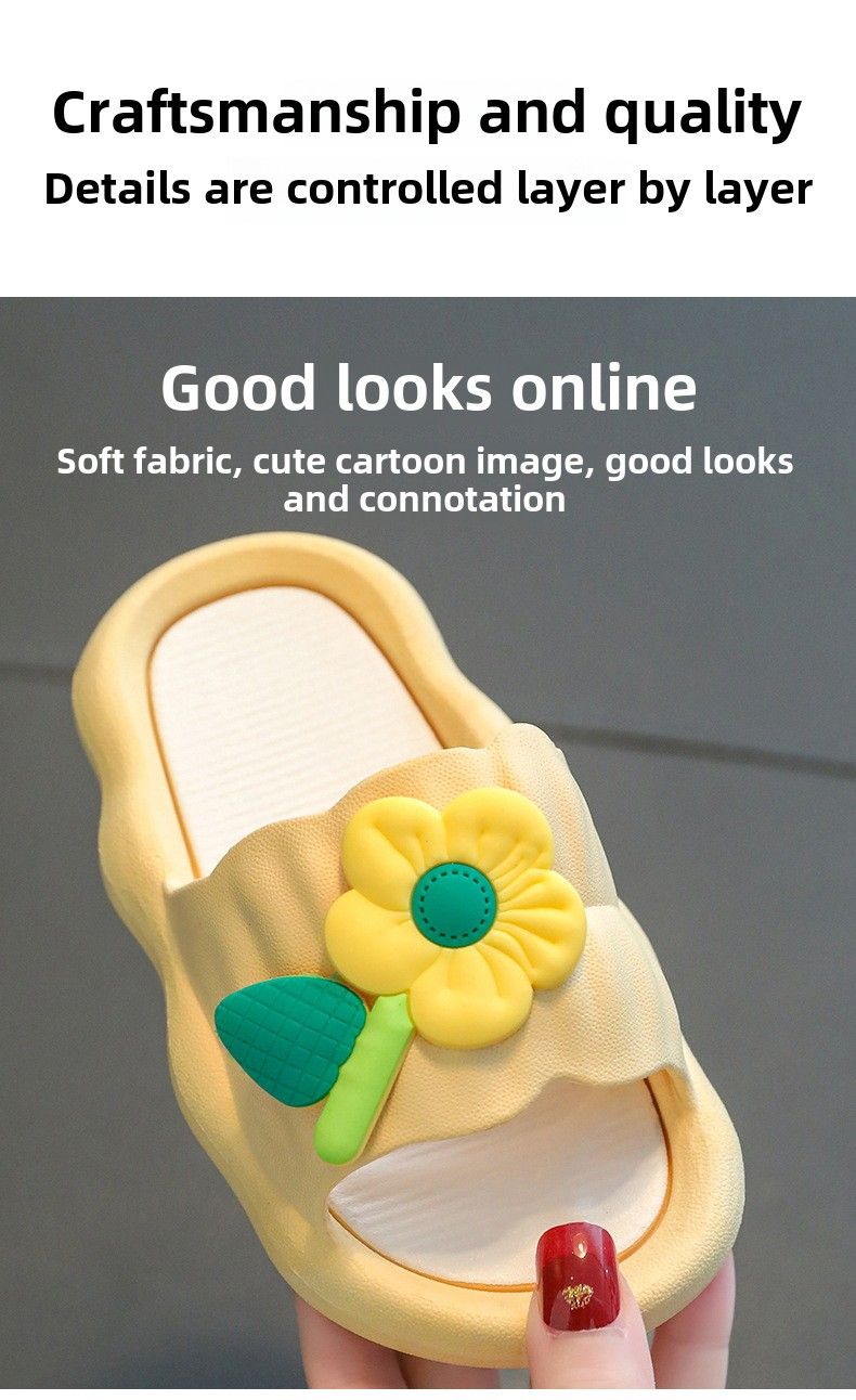 Pantofole per bambini Ragazze fiori estivi nuovi cartoni animati fondo morbido genitore-bambino interno antiscivolo carine pantofole fresche_voghion.com