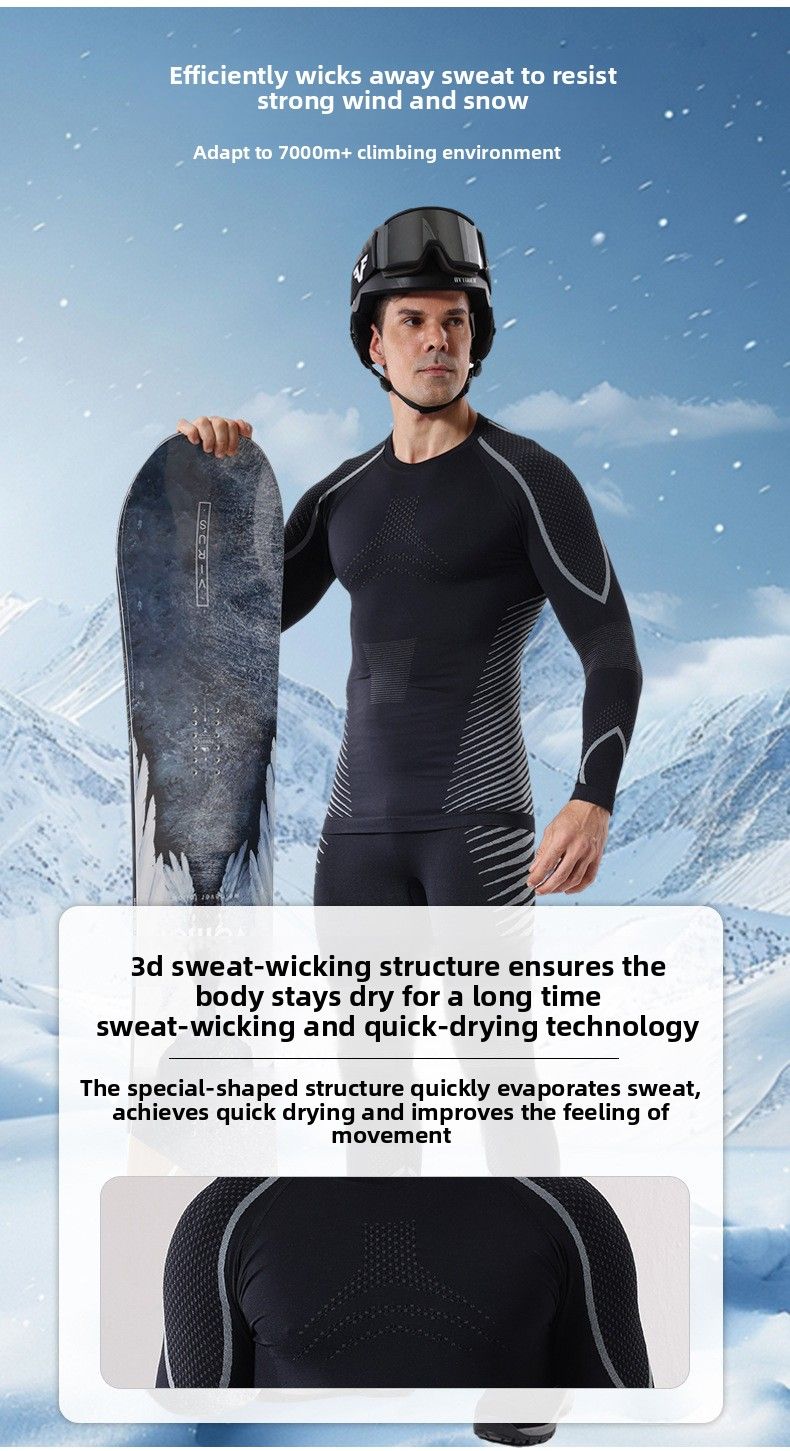 Autumn Winter Polypropylene Quick-Dry Ski Suit Underwear Set For Men Sports Tight-Fitting Moisture-Wicking Compression_voghion.com