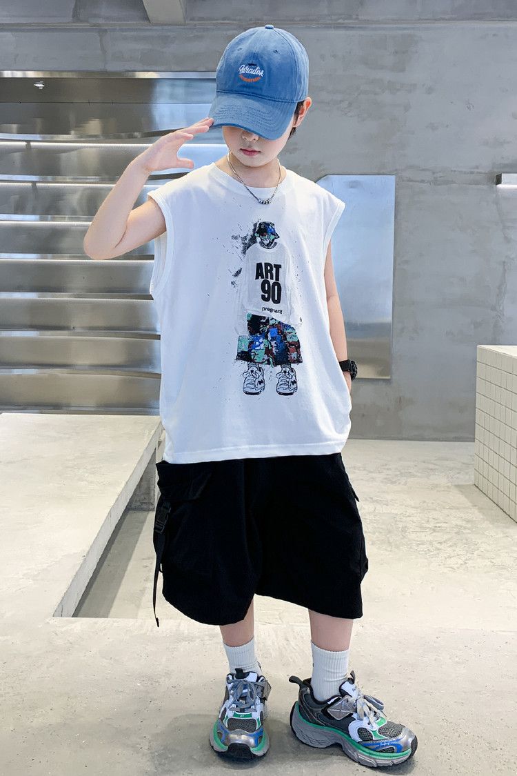 Toddler Boys Clothing For Middle And Large Children Summer Children Summer Style Boys Mid Length Pants Two Piece Suit_voghion.com