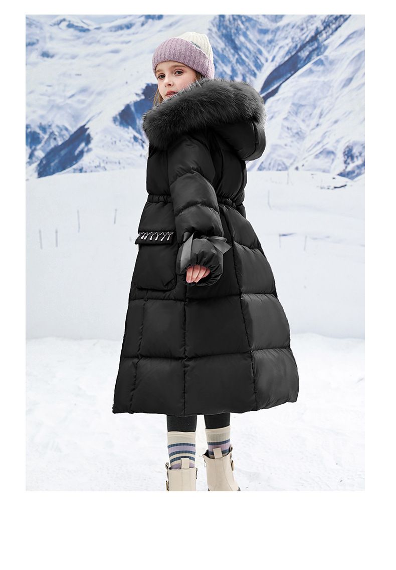 Casaco de algodão grosso para crianças, roupas para bebês e meninas, gola longa de pele, estiloso para inverno, para crianças de médio e grande porte_voghion.com