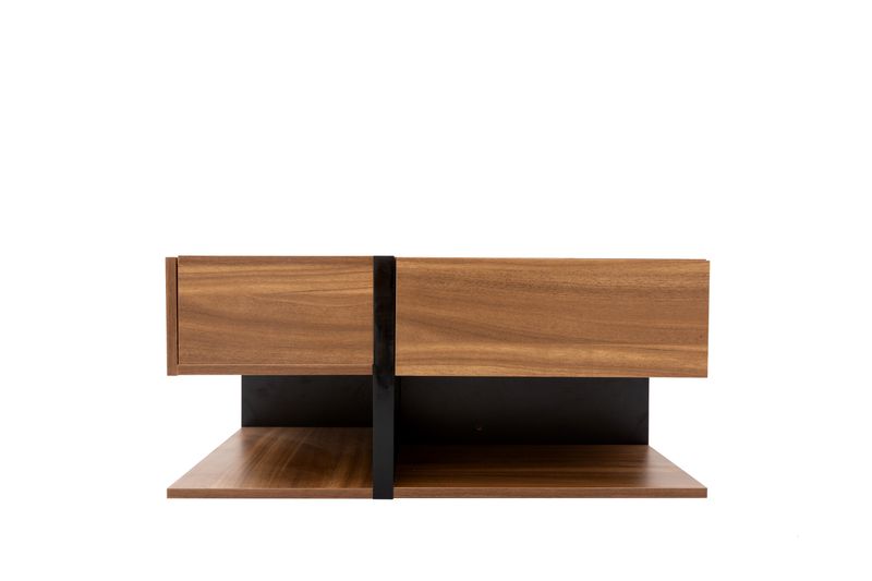 Table basse à 4 tiroirs, design unique, espace de rangement en dessous, 78 x 78 x 36 cm_voghion.com