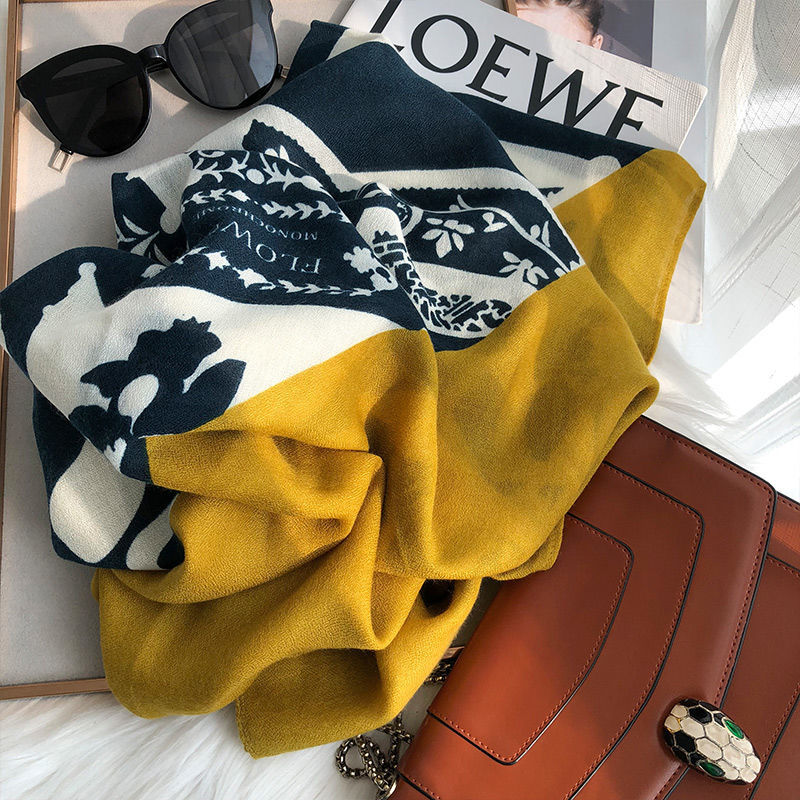 Cfnbharvest Brand Thousand Bird Plaid Schal Damen Herbst und Winter Vielseitiger Western-Schal aus Baumwolle und Hanf Multi_voghion.com