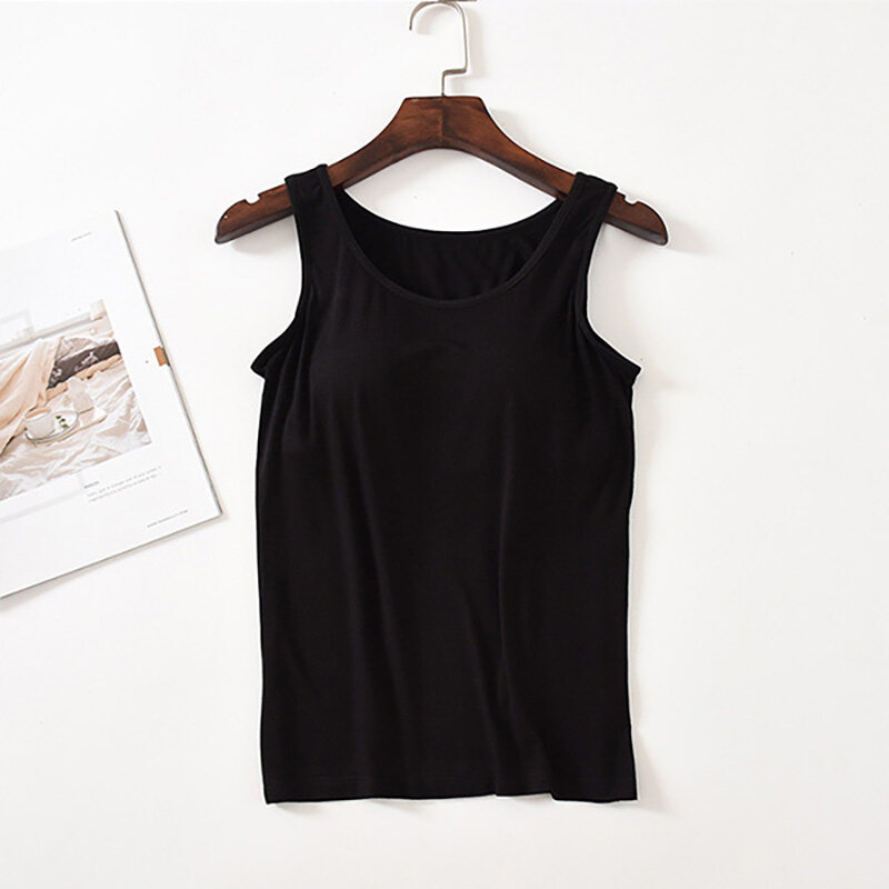 SUPERFLOWER Canotta da Donna Materiale Modale Reggiseno Incorporato Imbottito Elasticizzato Traspirante Canotta Fiess Top Solido Push Up_voghion.com
