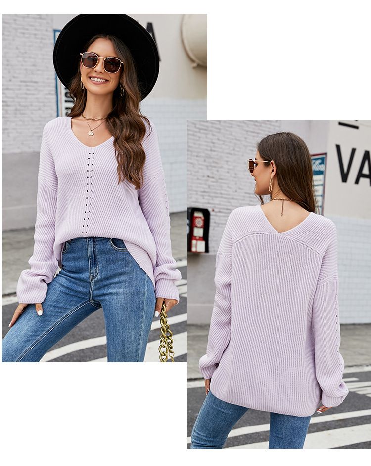 Chemisier ample à manches longues et col rond pour femme, couleur unie, décontracté, à capuche_voghion.com