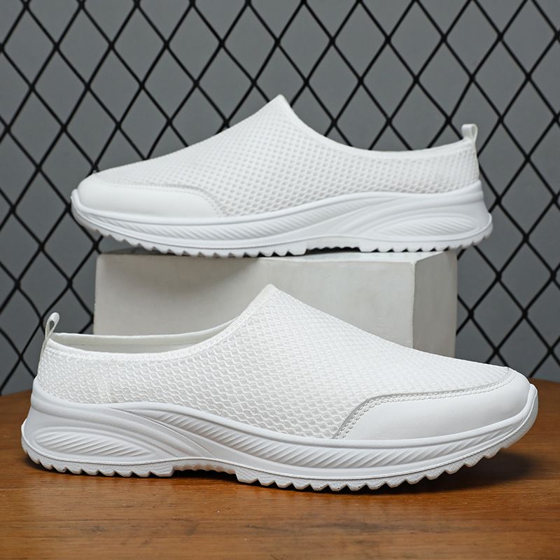 Unschlagbare Qualitätsschuhe für Herren im Sommer, flache Halbschuhe, ein Fuß, faul, atmungsaktiv und geruchlos, einfarbiges Mesh_voghion.com