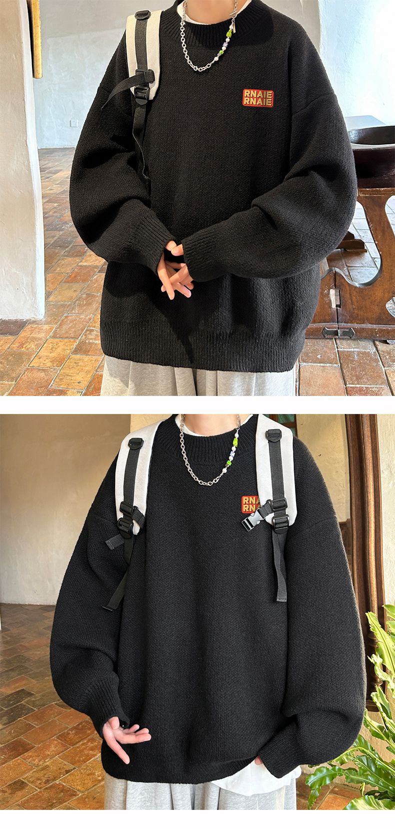 Maglione a collo alto da uomo, autunno inverno, caldo e spesso, pullover comodo, maglieria alla moda con base larga, capispalla_voghion.com