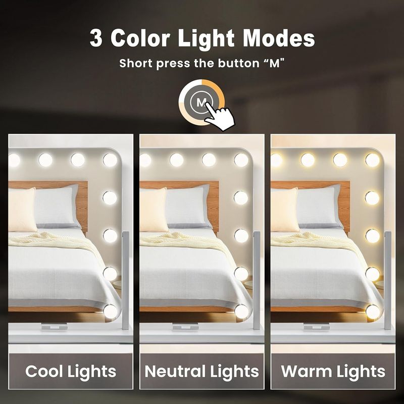 Hollywood Mirror Vanity Make Up Mirror With 15 Lights LED Dressing Table Mirror_voghion.com