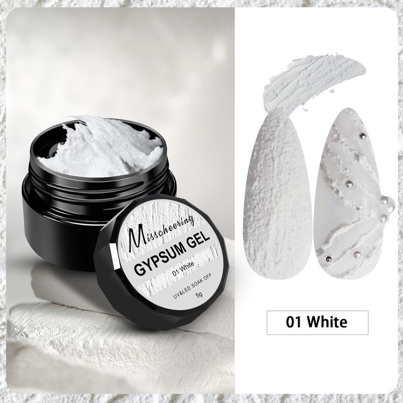 Japanese No-Wash Nail Art Gypsum 3D Relief Painting Sand Texture Black And White Micro Carving Glue_voghion.com