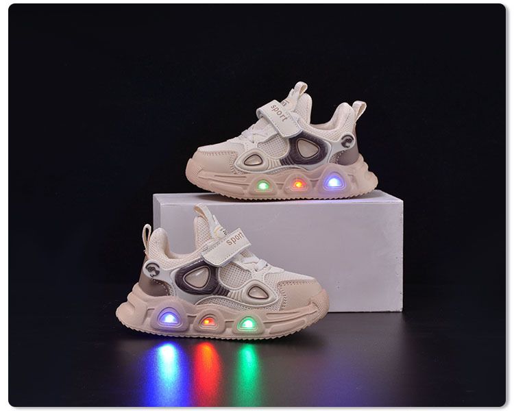 Kids' Glow-in-the-Dark Sneakers - Soft Sole Light-Up Shoes For Boys & Girls, Breathable Mesh Toddler Shoes With Velcro_voghion.com