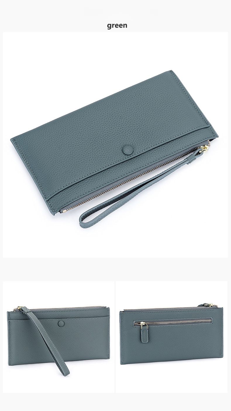 Leather Hand Wallet, Women's 2025 Autumn And Winter New Ultra-thin Zipper Mobile Phone Bag, Large Capacity And Light Wrist Wallet_voghion.com