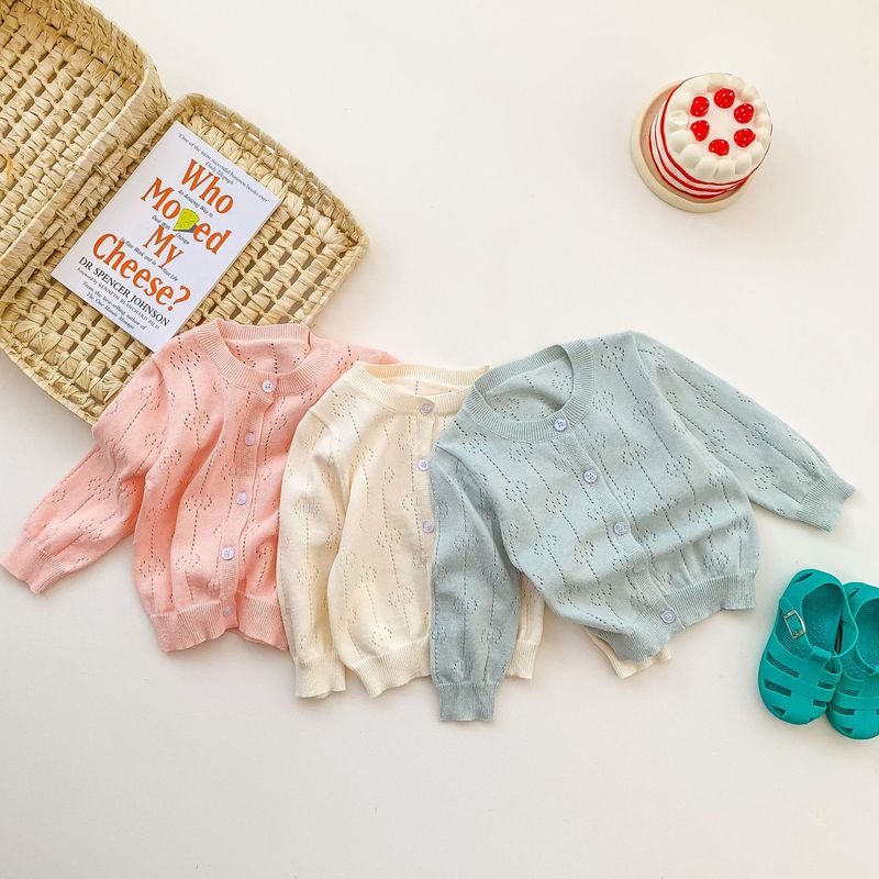 2024 Spring/Summer New Sweet Princess Solid Cardigan Sunscreen Air Conditioning Shirt Long sleeved Knitted Hollow Coat 3_voghion.com