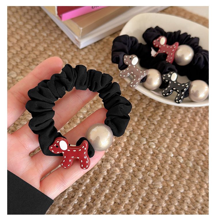 Puppy Pearl Tie Women's Simple Versatile Ponytail Rope High Elastic Rubber Band Hair Accessories_voghion.com
