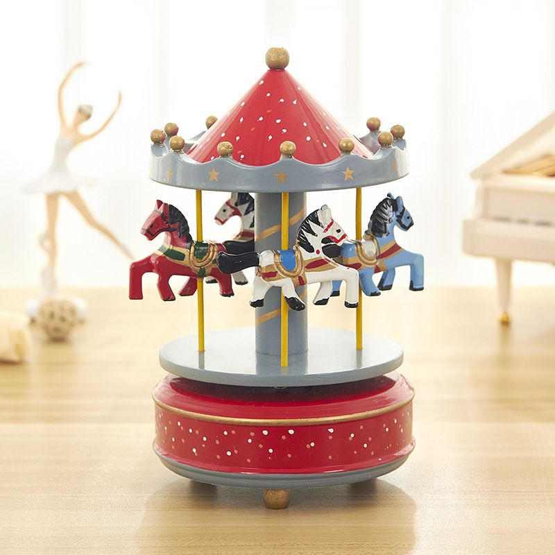 Cutie muzicală Sky City Carousel, cadou creativ de ziua de naștere pentru cupluri, cutie muzicală cu bobină în stil european, cu vârf ascuțit_voghion.com