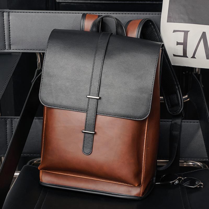Zaino da uomo versione coreana zaino da viaggio all'aperto borsa da uomo retrò in PU di grande capacità_voghion.com