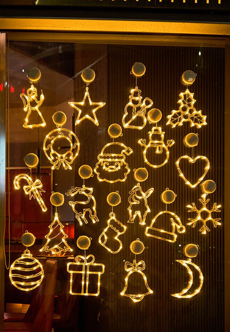 Decoraciones navideñas con luces LED: Papá Noel, campanas, copos de nieve, estrellas y más para decorar fiestas navideñas en casa._voghion.com