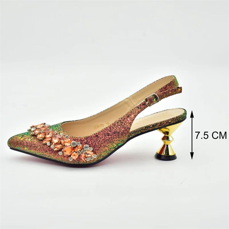 Vintage Diamant-Set klobige Sandalen mit Abendessen Tasche Set Mode Design Strass Abendtasche_voghion.com