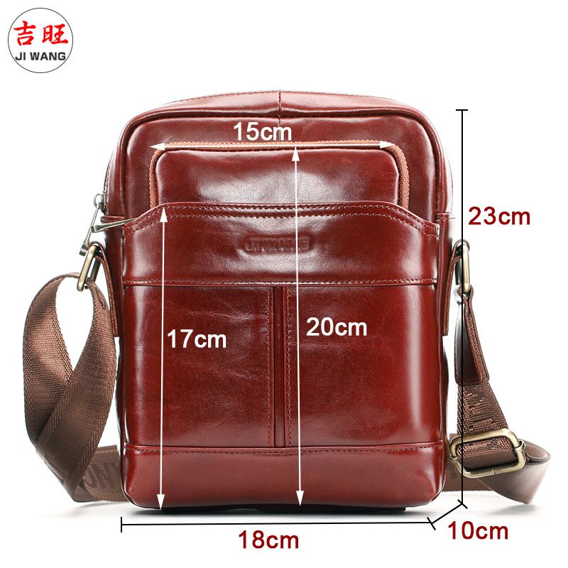 Men's Genuine Single Shoulder Crossbody Bag Casual Backpack Large Capacity Zipper Top Layer Cowhide Soft Leather_voghion.com