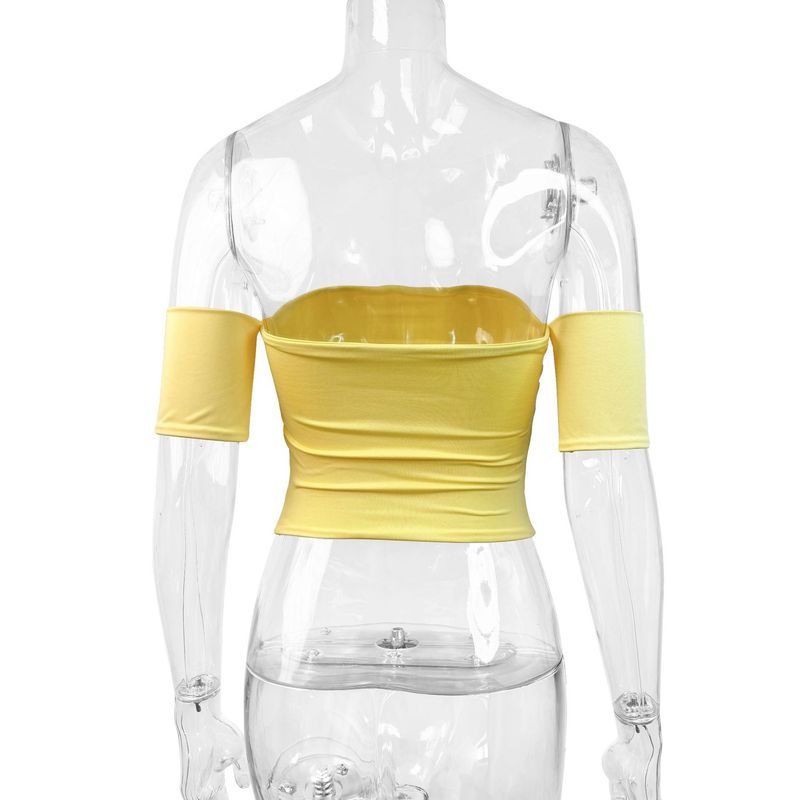 Women's Clothing Hot Selling Strapless Tube Top With A One Shoulder Neckline Wrap Top Summer Sexy Bottoming Top_voghion.com
