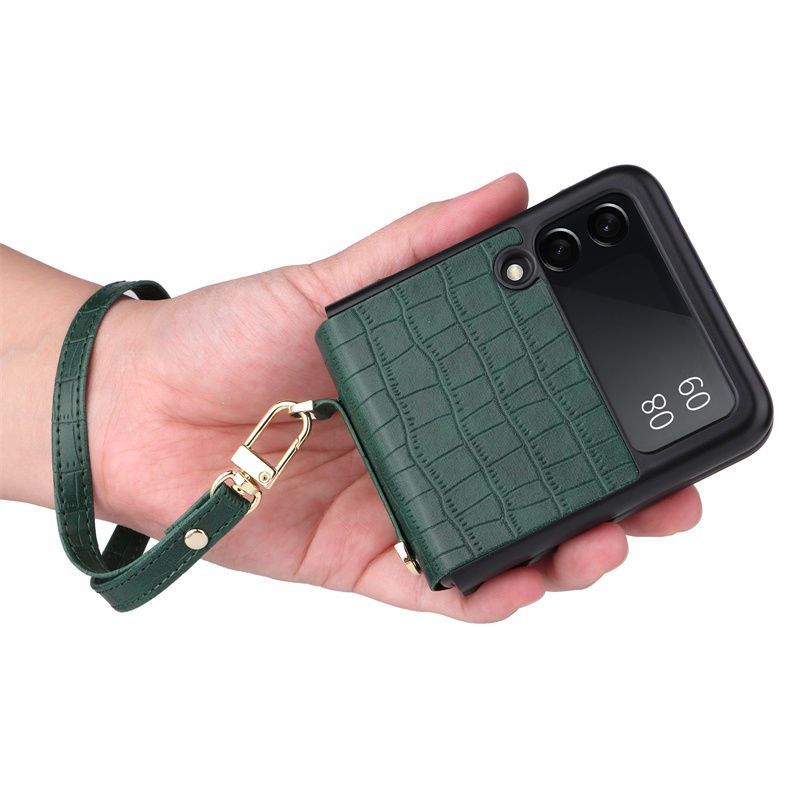 Z Flip3/4/5 5G One-piece Bamboo Pattern With Hand Strap Phone Case Folding Screen Trendy Limited Edition_voghion.com