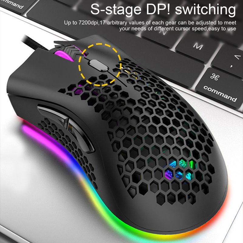 Farfi G905 Mouse cablato Cavo a nido d'ape Regolabile DPI Programmabile 7200 DPI Mouse da gioco per desktop_voghion.com