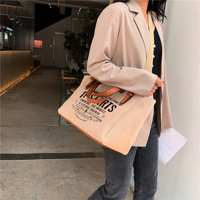 Yogodlns Mode Canvas Handtas en Portemonnee Vrouwelijke Schoudertas met grote capaciteit Letter Design Crossbody Tas Casual Totes Bag Bolsa_voghion.com