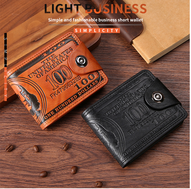 Men's Wallet Short Personality Beautiful Money Clip Men's Two Fold Buckle Multi Card Slot Wallet Wallet_voghion.com