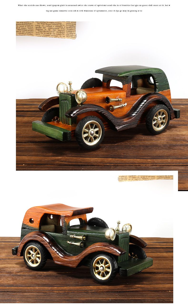 Fashion Retro Wooden Car 8 Inch Creative Home Desktop Ornaments Car Decoration Model Ornaments Manufacturers Wholesale_voghion.com