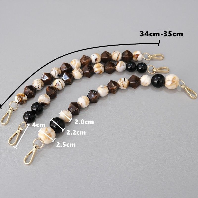 Fashion Vintage Handmade Color-Block Brown Resin Bag Handheld Acrylic Bead Chain_voghion.com