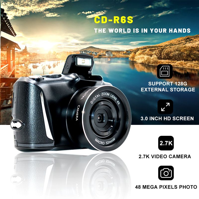 Nueva cámara sin espejo con 48 millones de píxeles y grabación de alta definición de 2.7K. Cámara DSLR con 3 pulgadas de almacenamiento._voghion.com