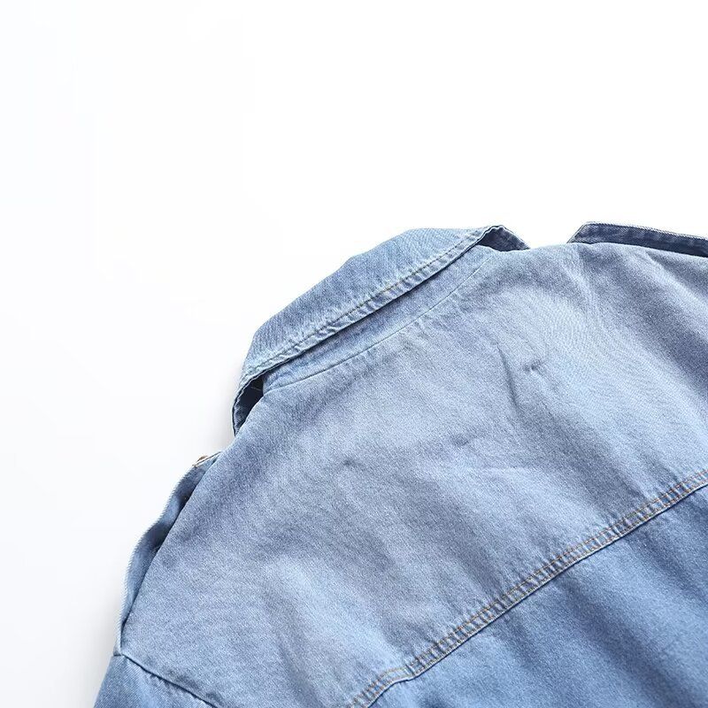 Women's Spring And Autumn New Loose Double-Breasted Belted Denim Trench Coat British Style_voghion.com