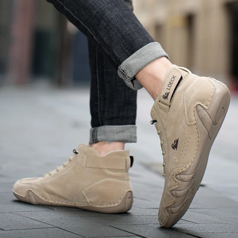 Leder Casual für Turnschuhe 2023 Neue In Männlichen Mode Müßiggänger Schuhe Lace Up Männer Stiefeletten Komfortable Mann Schuh_voghion.com
