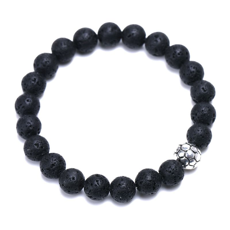 Charm-Armband Fußball-Legierung Holzmaserung Stein Tigerauge Stein Paar Armband Weißkiefer Karte Stein Weibliches Vulkanstein Armband_voghion.com