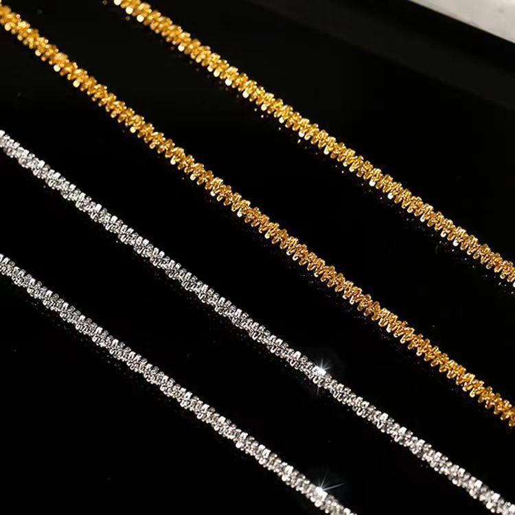 Collana di sabbia galassia cielo stellato di lusso leggero Ins per uomo e donna, scintillante e semplice catena per clavicola nuda_voghion.com