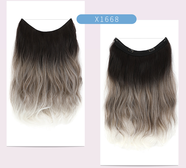 New Hot Selling Wigs with Gradient Color Wig Patches, One Piece Long Curly Hair, High-temperature Silk Fishing Thread Hair Extensions_voghion.com