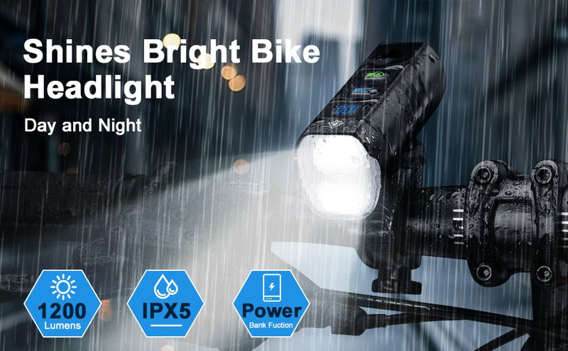 Luci anteriori per bici da 1200 lumen, modelli 5+5+3 e display di potenza a LED, faro anteriore girevole a 360° con abbaglianti/anabbaglianti, ricaricabile da 5000 mAh e impermeabile_voghion.com