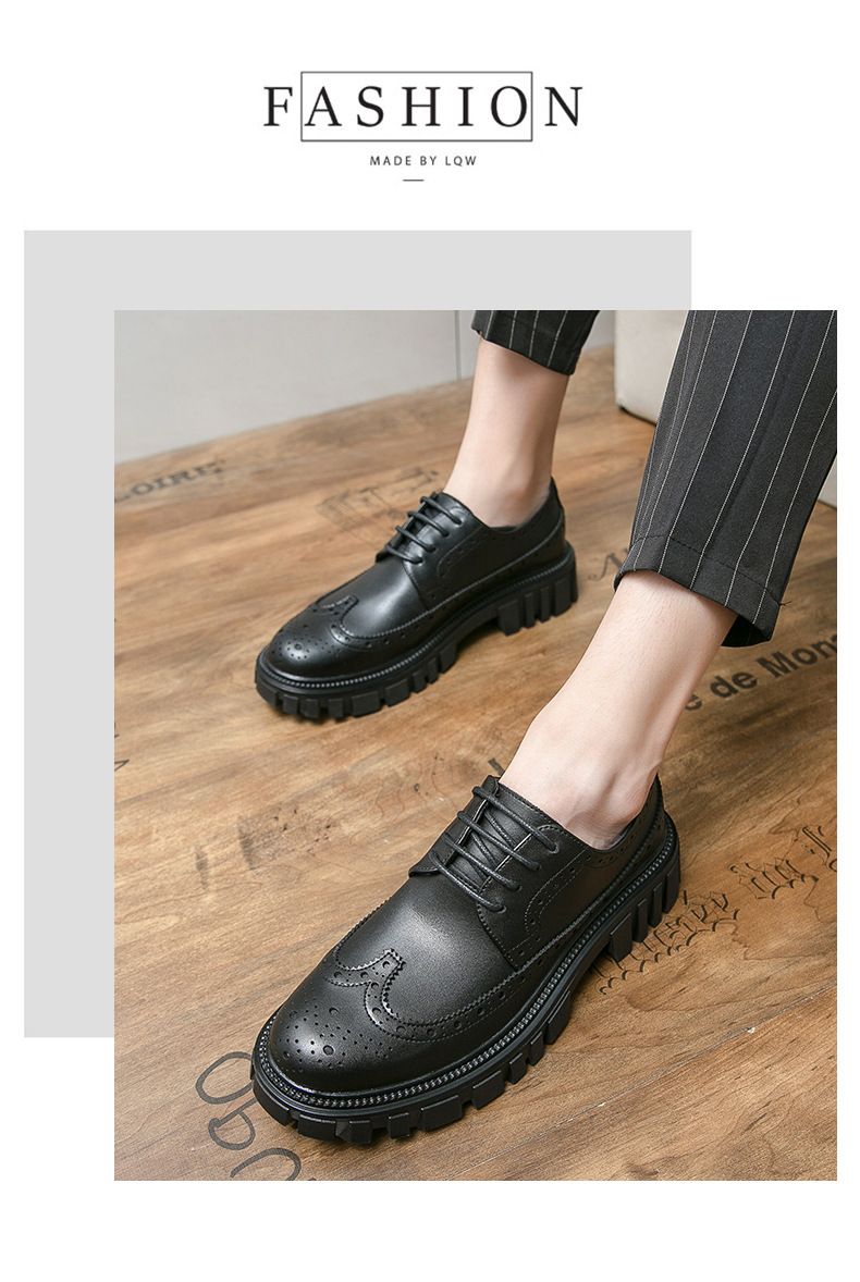 2024 Spring Blossom Men's British and Korean Round Toe Black Suit Wedding Business Dress Leather Shoes for Men_voghion.com