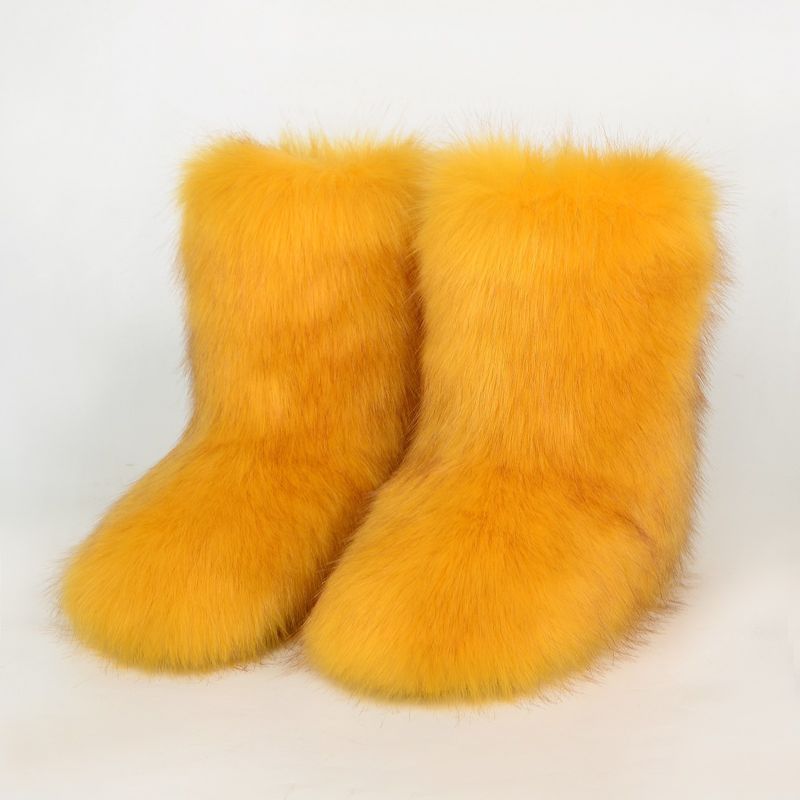 Winter snow boots Women's outer wear warm non-slip cross-border long fur mid-calf raccoon fur y2g fur boots_voghion.com
