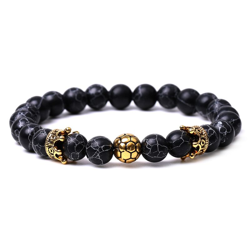 Bracelets à breloques Coupe de la Ligue de football Bracelet couronne Femme Pierre multicolore Œil de tigre Pierre Image Agate Turquoise Bracelet_voghion.com